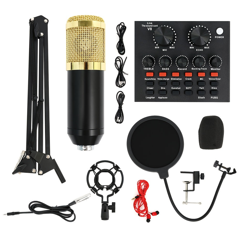 BM800 Condenser Microphone & Sound Card Recording Kit – Home Studio Bundle for Podcasting, Streaming, Voice Overs & Music, Compatible with PC, Smartphone & Tablet, Multiple Models Available