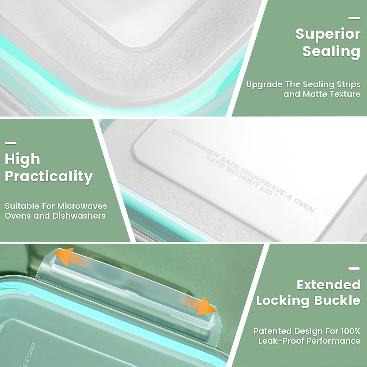 Glass Food Storage Containers with Lids 16-Piece Set (8 Containers + 8 Lids), Airtight Meal Prep Containers Microwave Oven Freezer Safe, Lunch Boxes for Salads Fruits Vegetables Sandwiches Leftovers