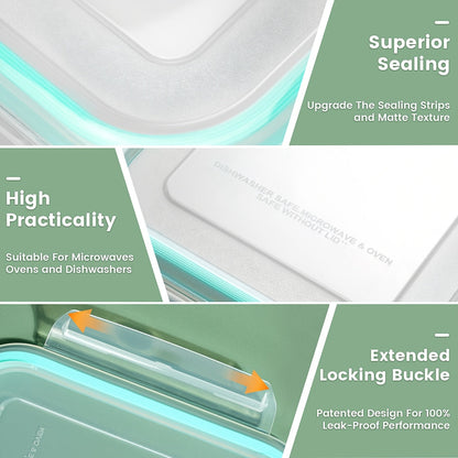 Glass Food Storage Containers with Lids 16-Piece Set (8 Containers + 8 Lids), Airtight Meal Prep Containers Microwave Oven Freezer Safe, Lunch Boxes for Salads Fruits Vegetables Sandwiches Leftovers