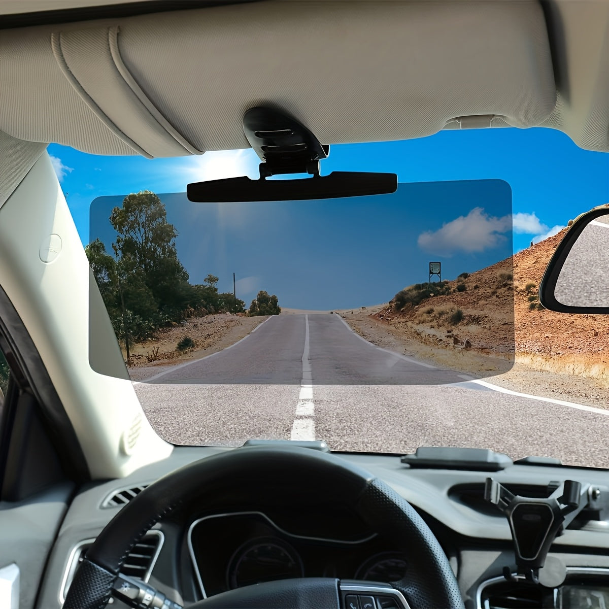 Car Sun Visor Extender UV400 Polarized Anti-Glare Shield Adjustable Clip-On Sun Blocker Universal Fit for Safe Comfortable Driving Day and Night