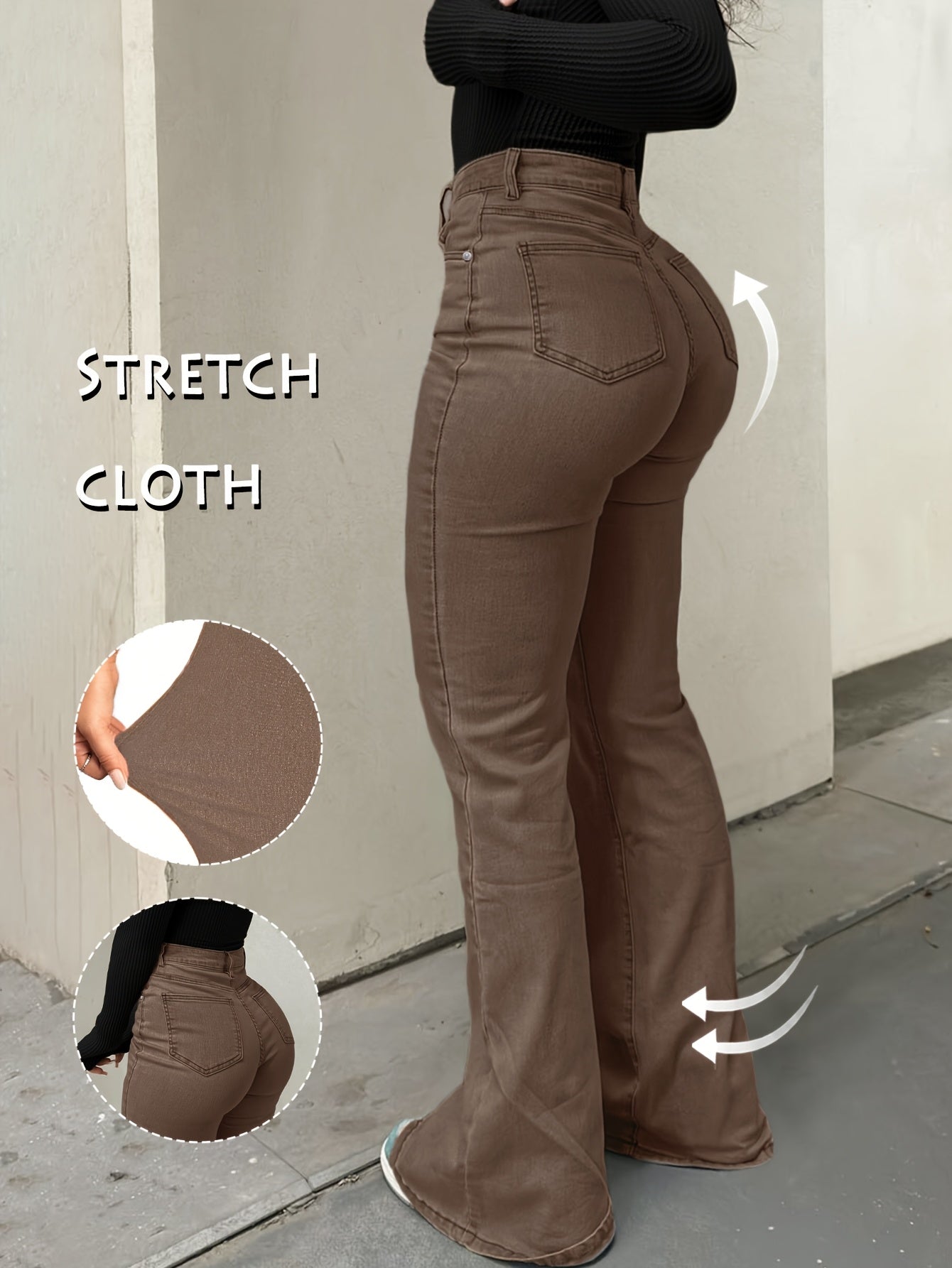 Women's Y2K Vintage High-Waist Straight Leg Denim Jeans – High Elastic Waistband, Solid Color Long Pants, 12 Colors, Sizes XS-XXL, Trendy Streetwear Fashion