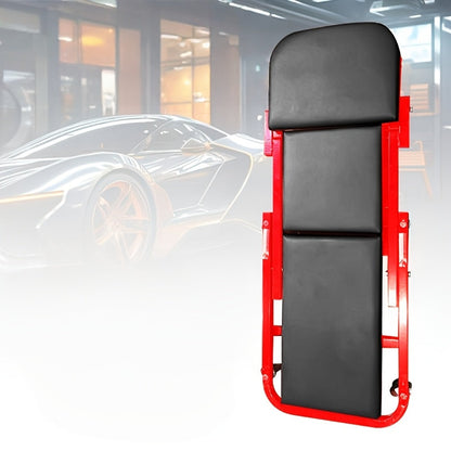 Mechanic Creeper Stool Z-Shape | Foldable 3-in-1 Crawler, Non-Foldable & Sliding Stool | 300LB Capacity, 6 Swivel Casters, Thick Padded Cushion – Garage Rolling Seat, Gift for Men – Red & Grey