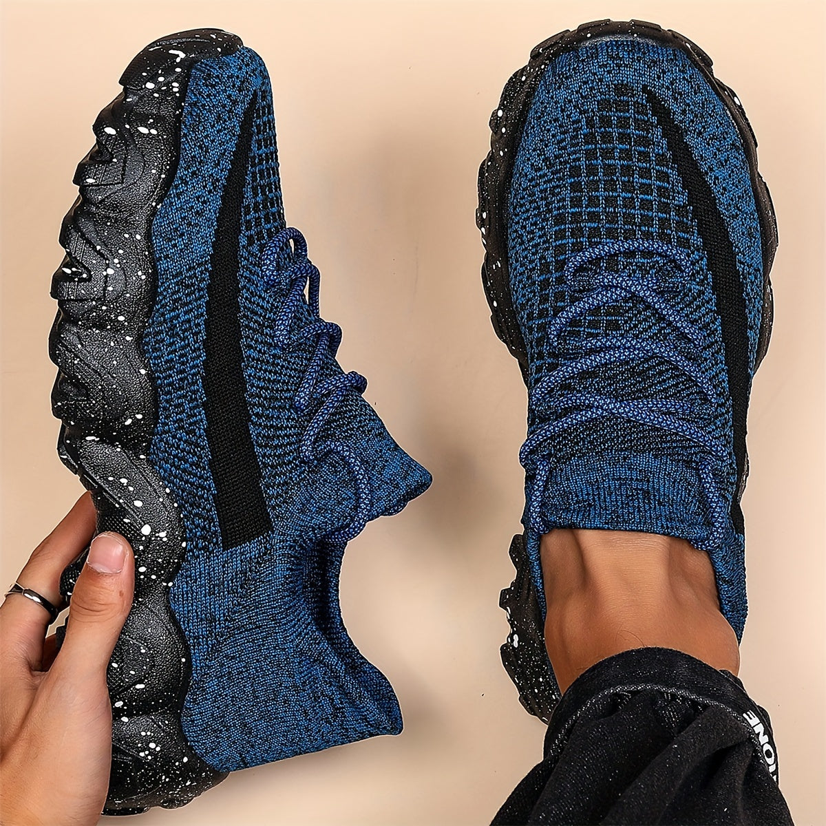 Men's Breathable Casual Sports Shoes – Lightweight Mesh Sneakers for Walking Running Gym Daily Wear, Silvery Grey Royal Blue Khaki Blue, Wide Sizes US 6.5–14, Comfortable Non-Slip Sole