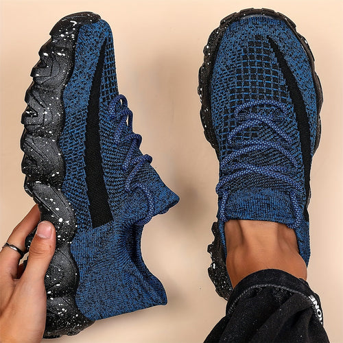 Men's Breathable Casual Sports Shoes – Lightweight Mesh Sneakers for Walking Running Gym Daily Wear, Silvery Grey Royal Blue Khaki Blue, Wide Sizes US 6.5–14, Comfortable Non-Slip Sole