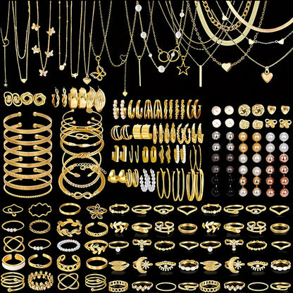 Boho Jewelry Set for Women 37-87 Pcs – Heart Twist Butterfly Earrings, Necklaces, Rings & Bangles, Minimalist Bohemian Style, Multi-Element Combo for Daily Holiday Vacation Wear