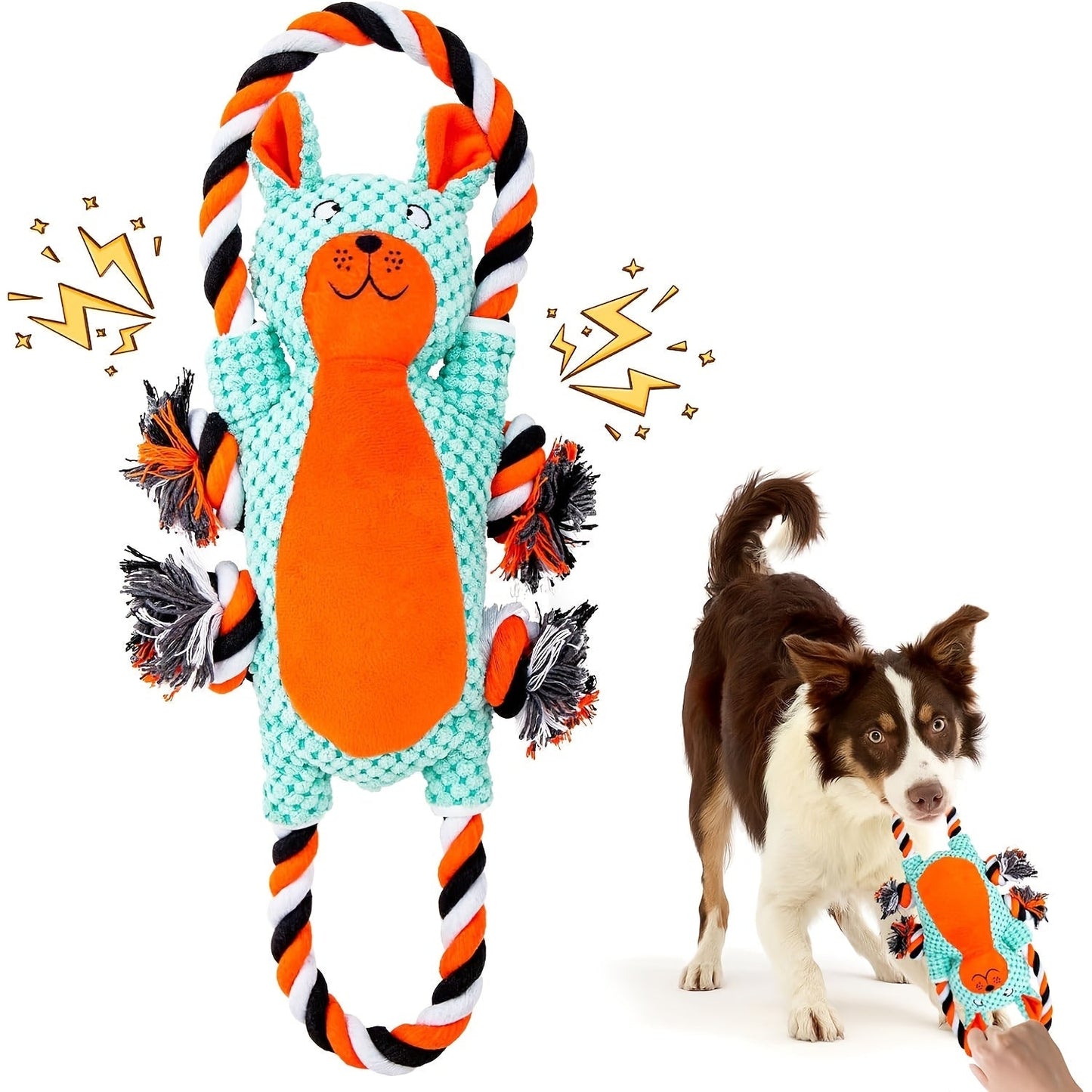 Interactive Squeaky Monkey Dog Toy with Pull Rope Soft Plush Chew Tug Toy for Large and Small Dogs Anxiety Relief Built-In Squeaker and Whistle Best Gift for Dog Owners