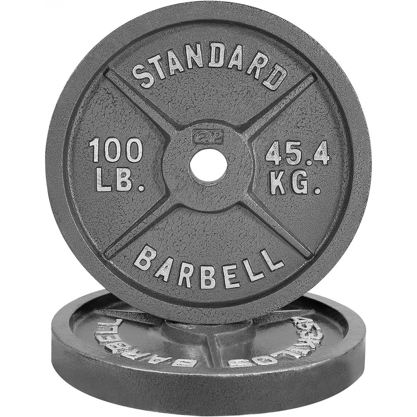 Cast Iron Weight Plates 2-Inch Olympic Solid Baked Enamel for Strength Training Powerlifting Bodybuilding Home Gym Barbell – 2.5 5 10 25 45 100LB CAPHAUS