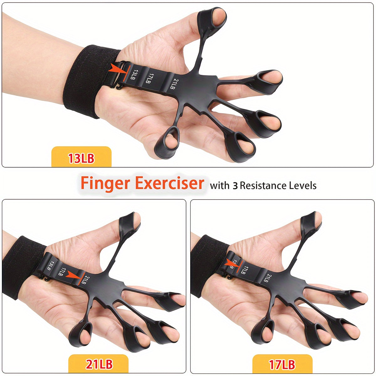 4-Piece Grip Strength Training Set Adjustable Hand Grip Strengthener 10-130 lbs Finger Exerciser Forearm Workout Ring Exercise Ball for Athletes Climbers Musicians Men Women
