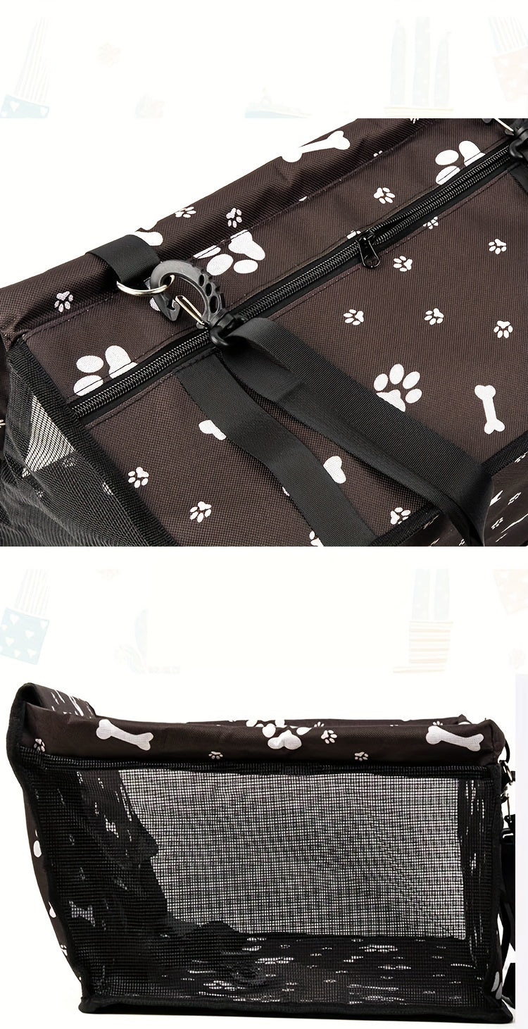 Dog Car Booster Seat & Travel Carrier for Small Dogs and Cats – Foldable Oxford Breathable Pet Carrier with Safety Leash, Adjustable Straps & Elevated Window View, Large 16x13x9.5 Inch