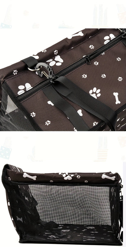 Dog Car Booster Seat & Travel Carrier for Small Dogs and Cats – Foldable Oxford Breathable Pet Carrier with Safety Leash, Adjustable Straps & Elevated Window View, Large 16x13x9.5 Inch