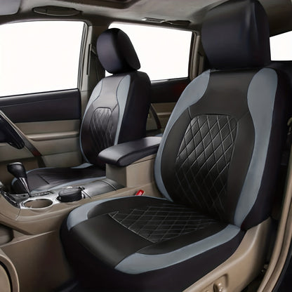 PU Leather Car Seat Covers Universal Fit Waterproof Quilted All-Season with Sponge Padding for Cars SUVs Trucks Gray Black Red Blue Single or 12-Piece Set