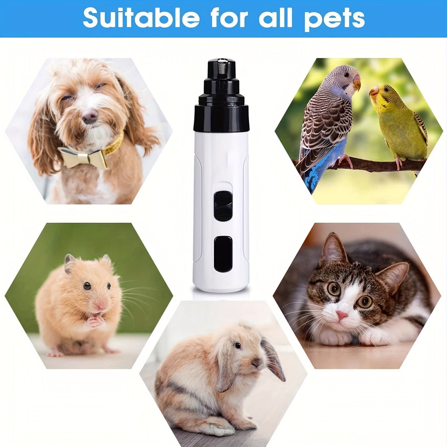 Electric Dog Nail Grinder Quiet Painless USB Rechargeable LED Screen Pet Grooming Tool