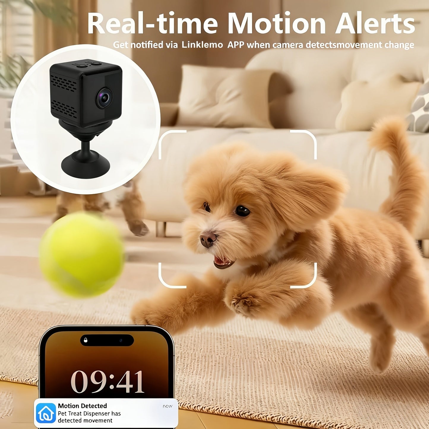 2K Mini Wireless Security Camera – WiFi Indoor Surveillance Camera with Night Vision, Magnetic Mount, Continuous Recording, Baby & Pet Monitor, USB/Battery Powered, SD Card & Cloud Storage