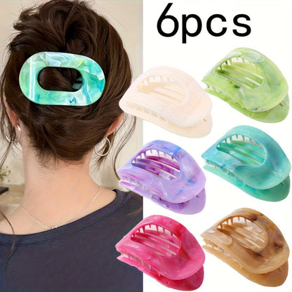 Oversized Shark Claw Hair Clips Set 5/6 Pcs – Non-Slip Extra-Large Flat Claw Clips for Thick Hair, Beach, Party & Everyday Wear, Vibrant Colors
