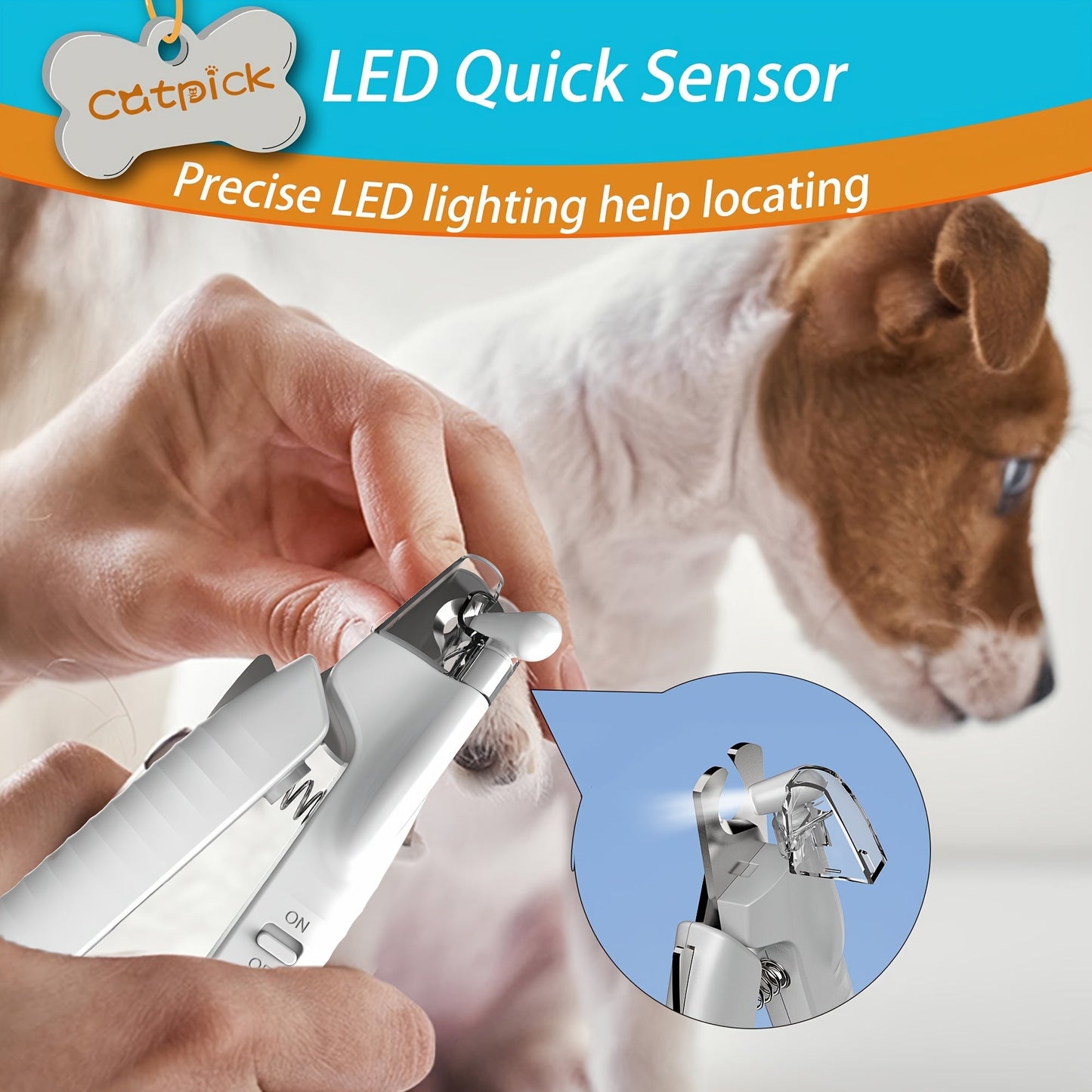 LED Light Dog Nail Clippers USB Rechargeable – Quick Sensor Blood Line Positioning, Hidden Nail File, Safety Lock, Stainless Steel Blades, Pet Nail Trimmer for Dogs & Cats