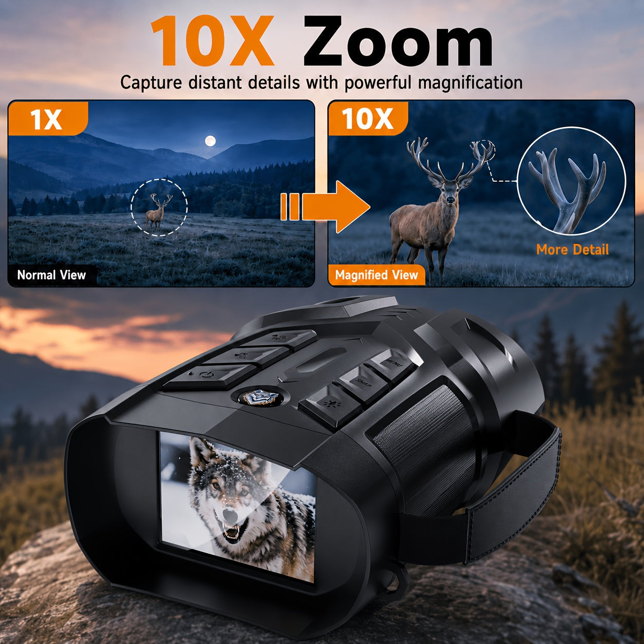 Night Vision Goggles 2K Ultra HD – IR Night Vision Binoculars with IPS Screen, Rechargeable Battery, 10X Zoom, 2600ft Range, for Hunting Camping Security Surveillance, Gift for Men