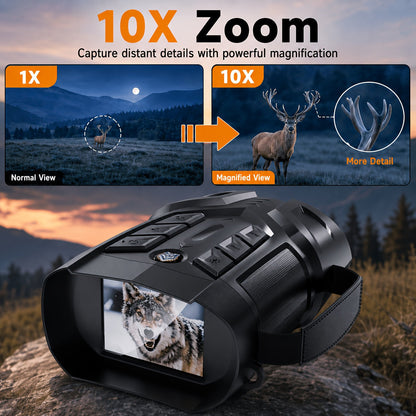 Night Vision Goggles 2K Ultra HD – IR Night Vision Binoculars with IPS Screen, Rechargeable Battery, 10X Zoom, 2600ft Range, for Hunting Camping Security Surveillance, Gift for Men