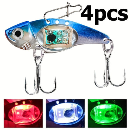 Electronic Fish Shaped Fishing Lure with LED Light, Sound & Vibration – Aluminum Alloy Bait Attracts Fish from 500 Meters, Outdoor Fishing Equipment for Bass, Saltwater & Freshwater – 1/2/3/4 Pack