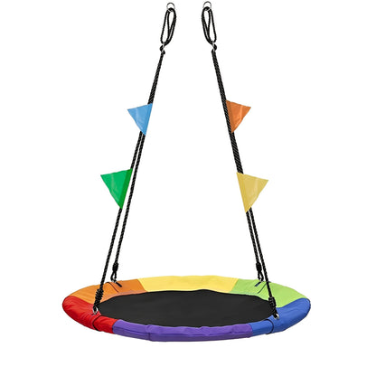 40 Inch Outdoor Saucer Swing – 900 LB Capacity Disc Swing with 900D Waterproof Oxford Fabric & Hanging Strap, Kids & Adults Backyard Tree Swing, Patio Leisure Swing (Multicolor)