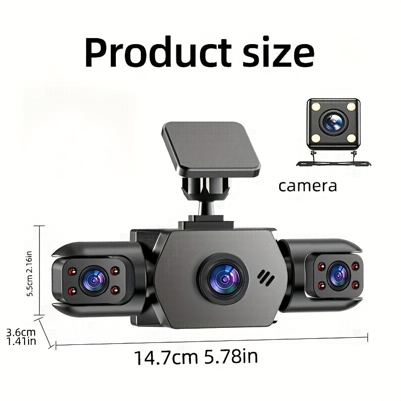 PODOFO 4-Channel Dash Cam 1080P Front Rear Left Right - 3.16" IPS Screen, Night Vision, Loop Recording, 24-Hour Parking Monitor with G-Sensor & Motion Detection, Optional 64GB Card, Vehicle Security Camera