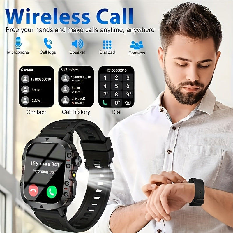 Smartwatch for Men & Women – Full Touch Fitness Tracker, Wireless Calling, 100+ Sports Modes, Watch Faces, App Connectivity, Remote Camera, Music Playback, Weather Forecast, Alarm Clock, LED Light