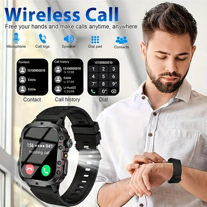 Smartwatch for Men & Women – Full Touch Fitness Tracker, Wireless Calling, 100+ Sports Modes, Watch Faces, App Connectivity, Remote Camera, Music Playback, Weather Forecast, Alarm Clock, LED Light