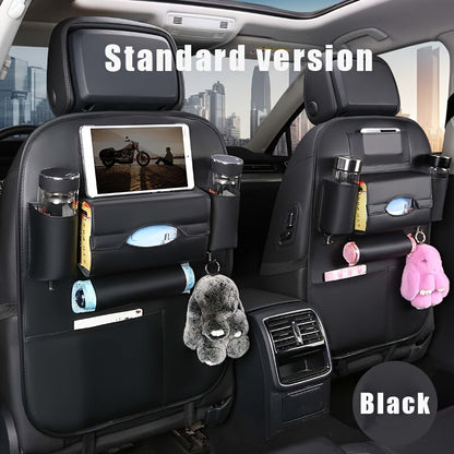 Car Back Seat Organizer with Foldable Table Kick Mats – All-in-One Vehicle Storage with Laptop Station, Cup & Umbrella Holders, Tissue Box, Eating Tray for Family Road Trips, 6 Colors