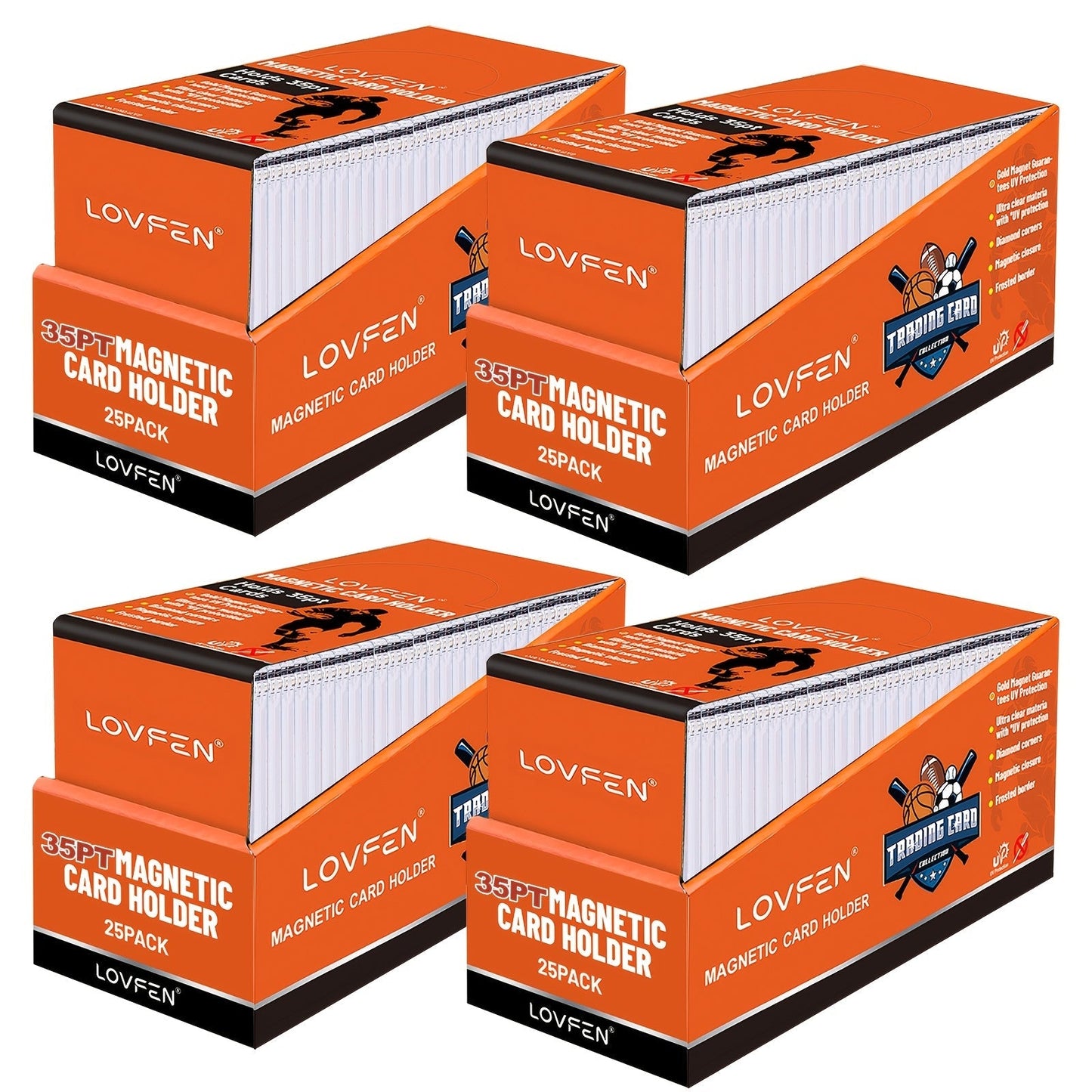 Magnetic Card Holders 35pt UV Protection – Ultra-Thin Hard Plastic Trading Card Cases, Single Touch One-Touch Holders for Sports Cards, Football, Baseball, Pokemon, TCG – 25/50/100/200/400 Pack