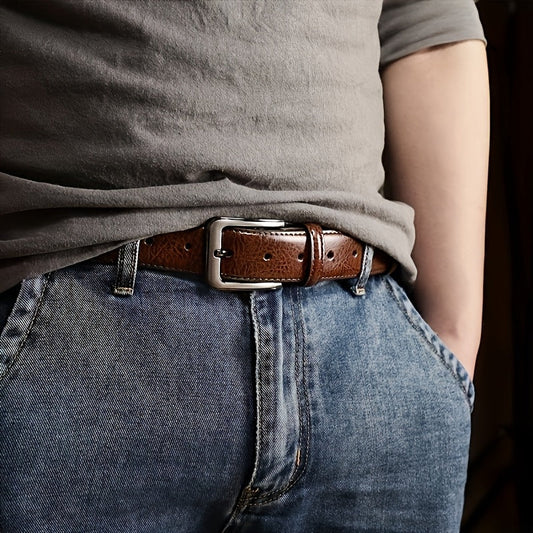 2-Pack Men's Genuine Leather Belt Set with Automatic Ratchet Buckle – Adjustable Fit 32"-44", Black & Brown, Business & Casual Dress Belt for Men