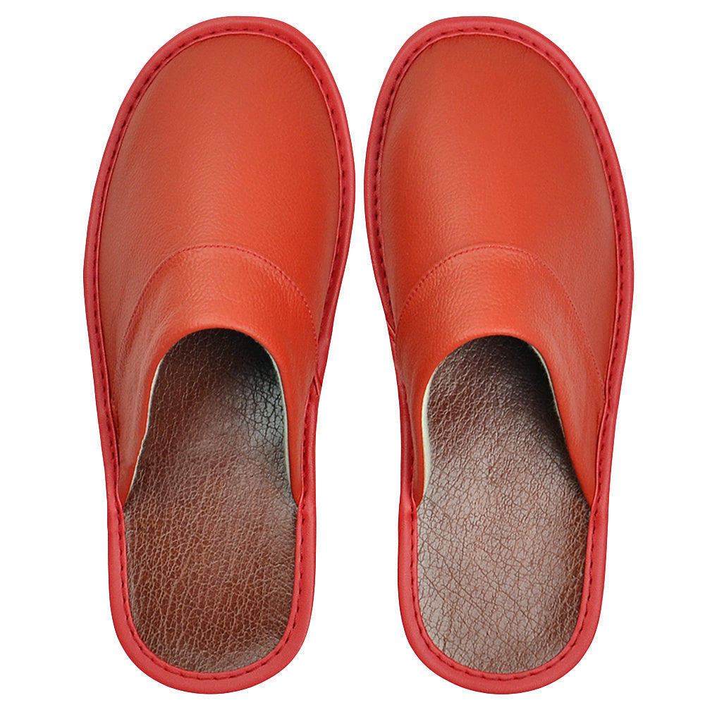 Wide Width Genuine Leather Slippers Indoor Non-Slip Oversized Slides for Men and Women All Seasons Casual House Shoes Black Grey Brown Navy Burgundy Red Purple Orange US 5.5-14