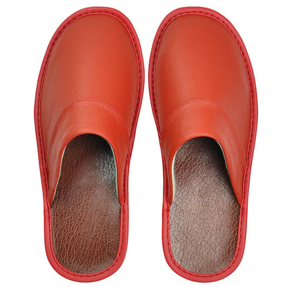 Wide Width Genuine Leather Slippers Indoor Non-Slip Oversized Slides for Men and Women All Seasons Casual House Shoes Black Grey Brown Navy Burgundy Red Purple Orange US 5.5-14
