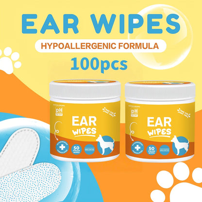 Dog Ear Cleaner Wipes with Finger Wipe Design - Soothing Deodorizing Itch Relief Coconut Scent Pet Ear Cleaning Wipes for All Dog Breed Sizes, Gentle and Easy to Use at Home