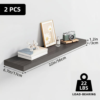 Floating Wall Shelves Wood 2/4/6 Pack 15.7 19.7 22 Inch Wall Mounted Shelves for Living Room Kitchen Bathroom Bedroom Holds 30 lbs Walnut Brown White Black Gray Home Decor Storage