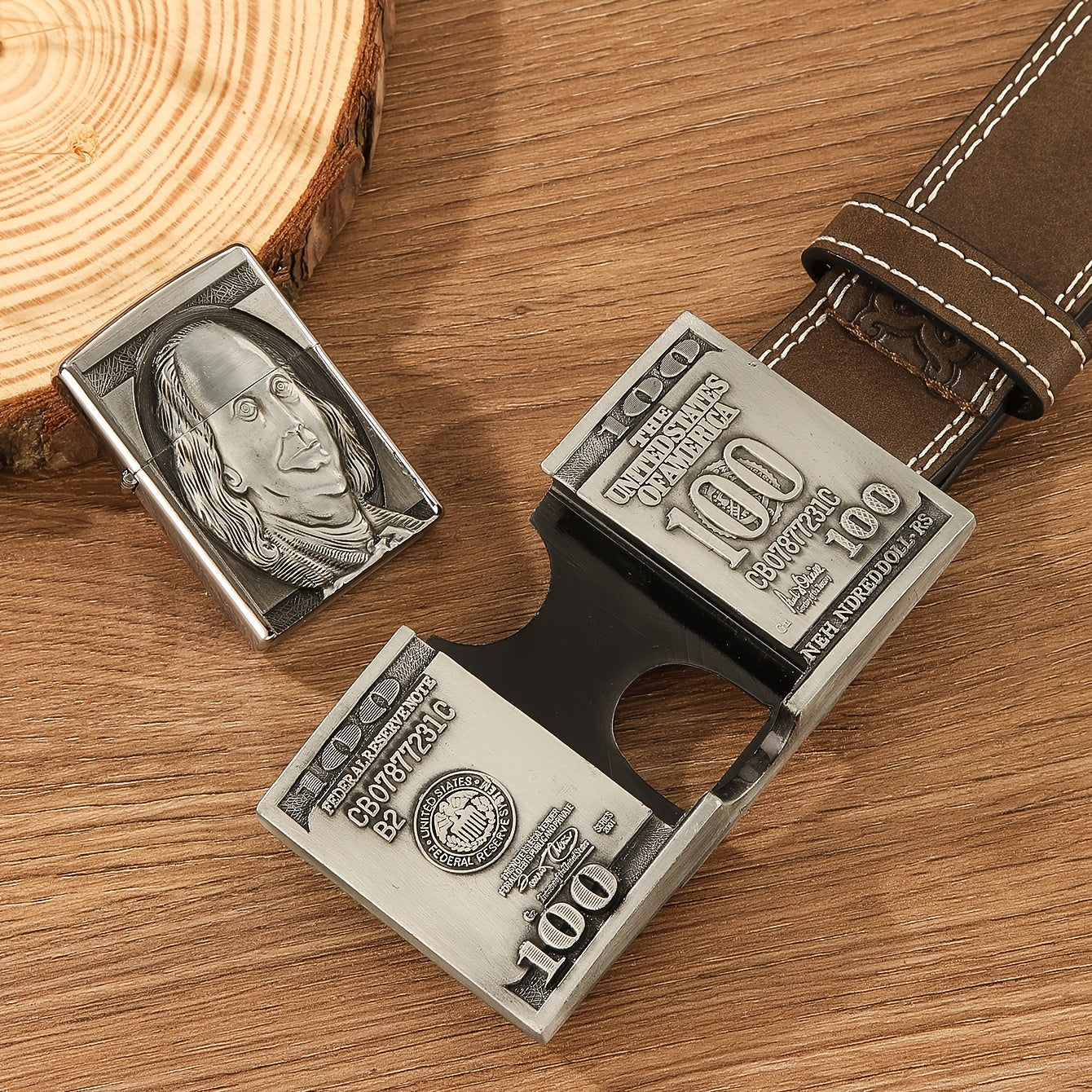 Retro Western Cowboy Belt with Detachable Lighter – Embossed Printed Novelty Accessory Belt in Skull, Eagle, Cross & Native American Designs, Unique Gift for Men for Christmas, Thanksgiving & Valentine's Day