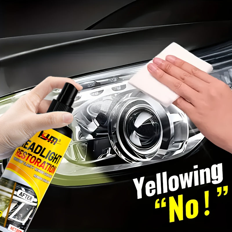 Headlight Restoration Kit Advanced Repair Spray - Clears Yellowing & Oxidation, Restores Brightness, Long-Lasting UV Protective Coating for Car Headlamps, Includes Applicator Towel
