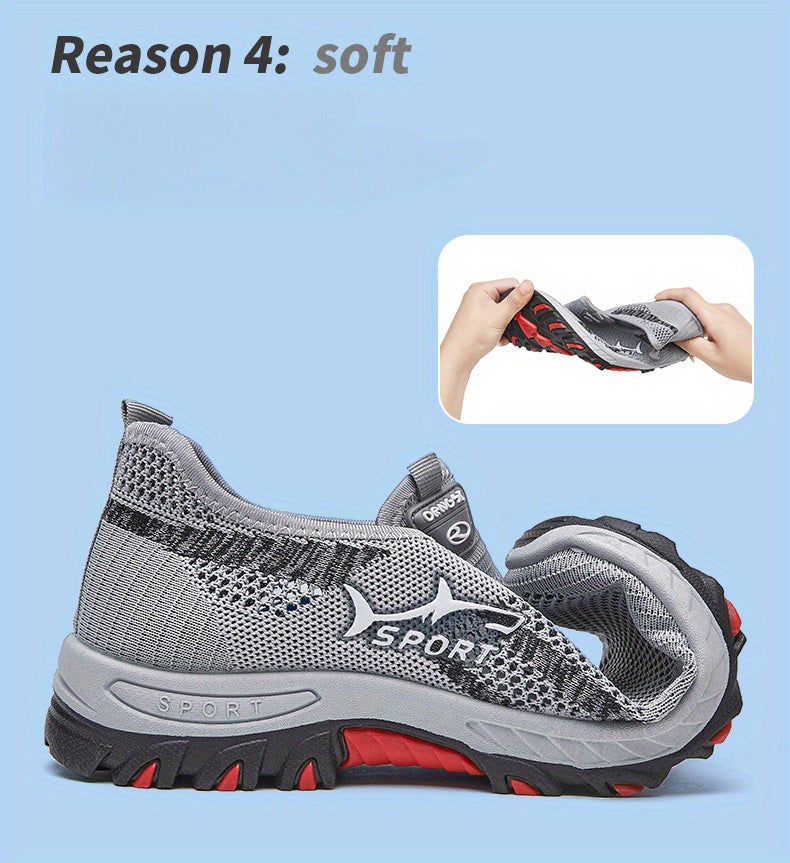 Men's Breathable Mesh Slip-On Sneakers – Lightweight Low-Top Casual Athletic Shoes with Rubber Sole, Round Toe, Monochrome Fabric Upper, Easy Wear Loafer-Style Footwear for Walking, Gym & Everyday Comfort, Spring & Summer