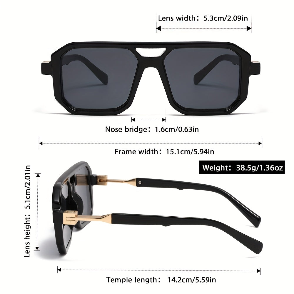 Oversized Square Frame Sunglasses Unisex UV Protection Retro Tortoiseshell Arms Men Women Travel Beach Daily Wear Includes Case and Cleaning Cloth 6 Colors
