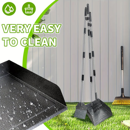 Heavy-Duty Dog Pooper Scooper with 48" Extended Handle – Stainless Steel Swivel Tray, Rake & Spade Set for Grass, Dirt & Gravel, No-Bend Pet Waste Removal for All Dog Sizes (2/3 Piece Set)