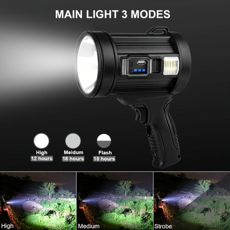LED Rechargeable Flashlight 6 Modes 3 Color Filters USB & Solar Charging IPX4 Waterproof Tactical Flashlight for Camping Hiking Hunting Boating – Christmas & Holiday Gift