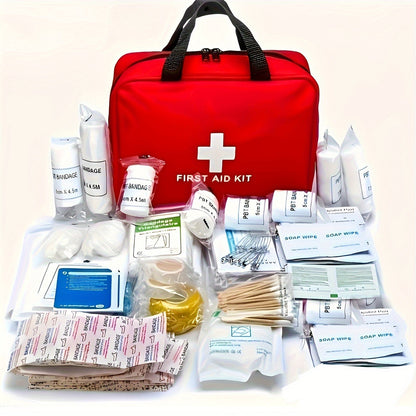 First Aid Kit 152 Pcs Premium Waterproof Compact Trauma Medical Kit for Emergencies, Home, Office, Car, Travel, Outdoor Camping, Hiking & Boating - Red Emergency Survival Kit