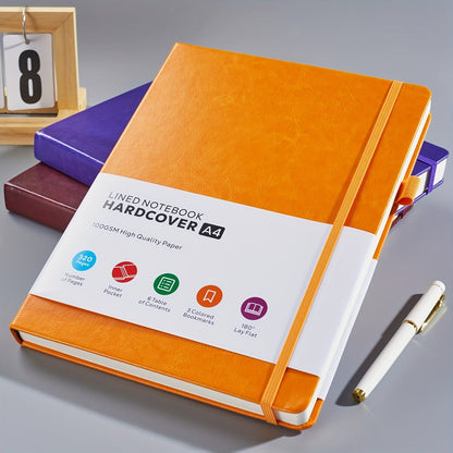 A4 Hardcover Notebook 320 Pages – Large College Ruled Leather Journal for Women Men, 100GSM Thick Paper 8.5x11 Lined Notebook for Work School Study Writing Business, 6 Colors