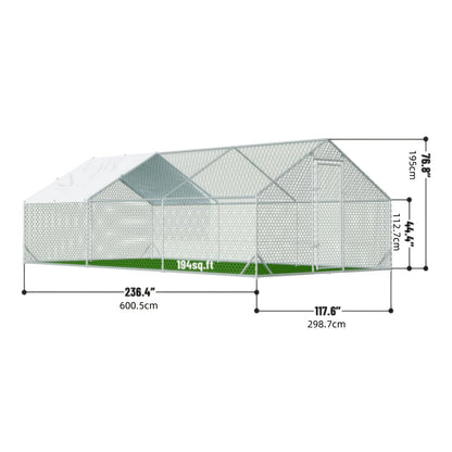 Large Walk-In Metal Chicken Coop Outdoor Hen House with Anti-UV Cover Aluminum Poultry Cage for Backyard Garden – Multiple Roof Styles