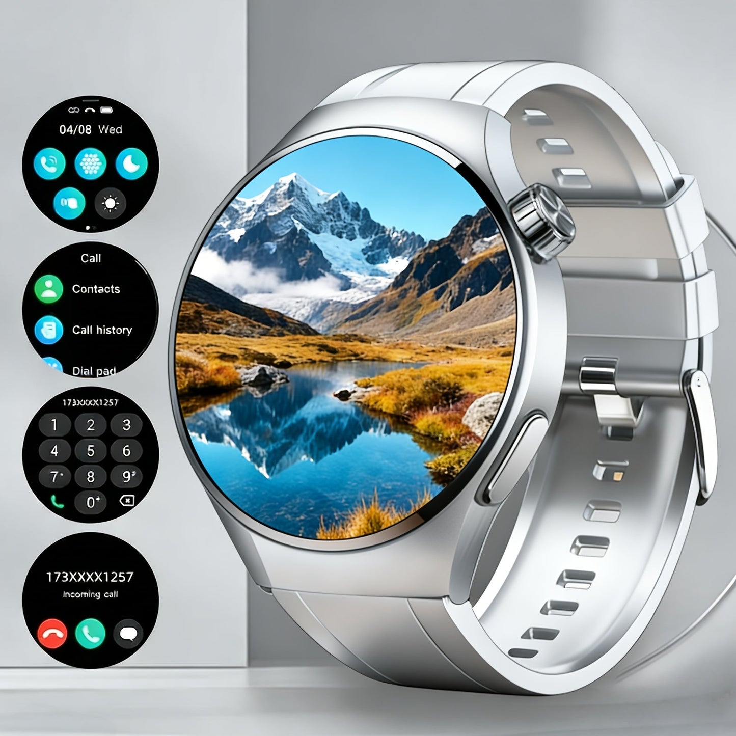 Smartwatch with Call Function & Fitness Tracker for Men & Women – Silicone Strap, Step Counter, Calorie Tracking, Heart Rate Monitor, Multiple Sports Modes, Music Playback & Remote Camera Control