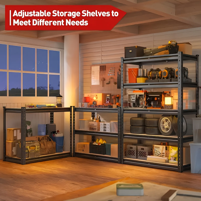 Heavy Duty 5-Tier Metal Shelving Unit 2000LBS Garage Storage Rack | 72"H & 60"H Adjustable Steel Shelf for Garage, Basement, Pantry, Closet, Utility Room – Black