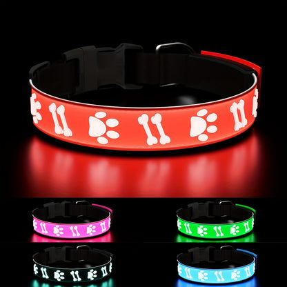 LED Dog Collar with 15 Light Modes USB Rechargeable – Glowing Safety Collar 3D Flash Patterns Night Walk Visibility XS S M L 5 Colors Blue Pink Red Green Black for Small Medium Large Dogs & Puppies