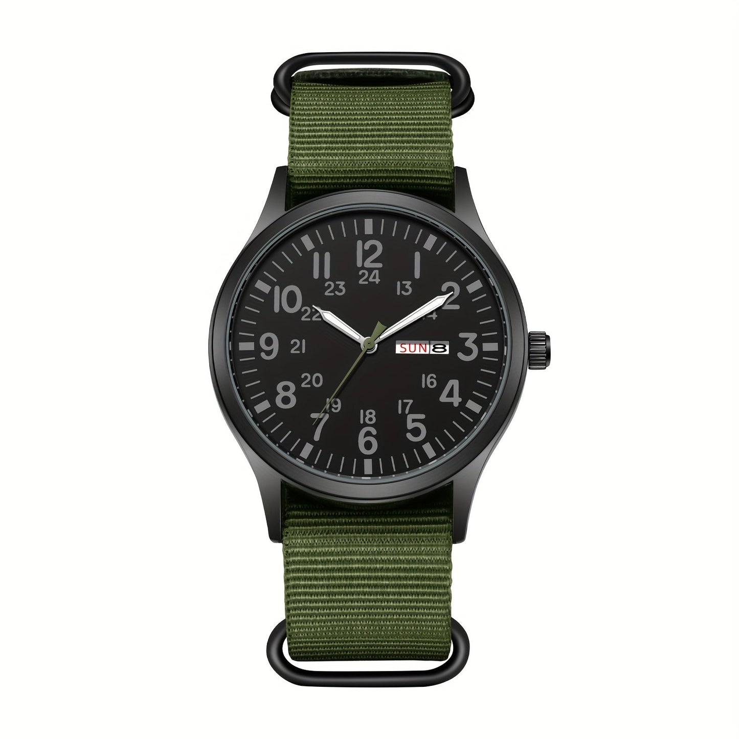 Men's Outdoor Sports Quartz Watch with Nylon Strap – Luminous Dial 24-Hour Military Scale Calendar Function, Lightweight Alloy Case, Multiple Colors Available, Casual Business Adventure Gift Watch for Men