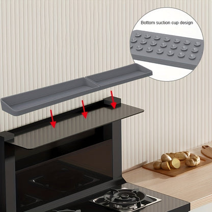 30-Inch Silicone Stove Organizer with Ultra-Strong Suction Base – Heat-Resistant Spice & Utensil Rack for Kitchen Countertop, Gas & Electric Stoves, RV, Small Kitchens – Dishwasher Safe Space Saver