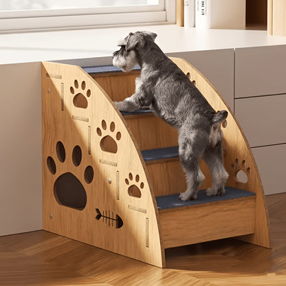 Pet Stairs for Dogs & Cats – Non-Slip 3 or 4 Step Staircase with Safety Railings for Bed & Sofa, Compact Ramp Design, 15 Inches High, for Small & Medium Dogs and Cats
