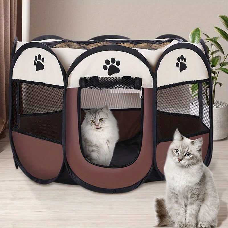 Portable Foldable Pet Playpen with Zipper Gate – 3 Sizes S/M/L Collapsible Mesh Enclosure for Cats, Dogs, Puppies & Kittens, Scratch-Resistant Indoor Outdoor Pet Fence Play Yard