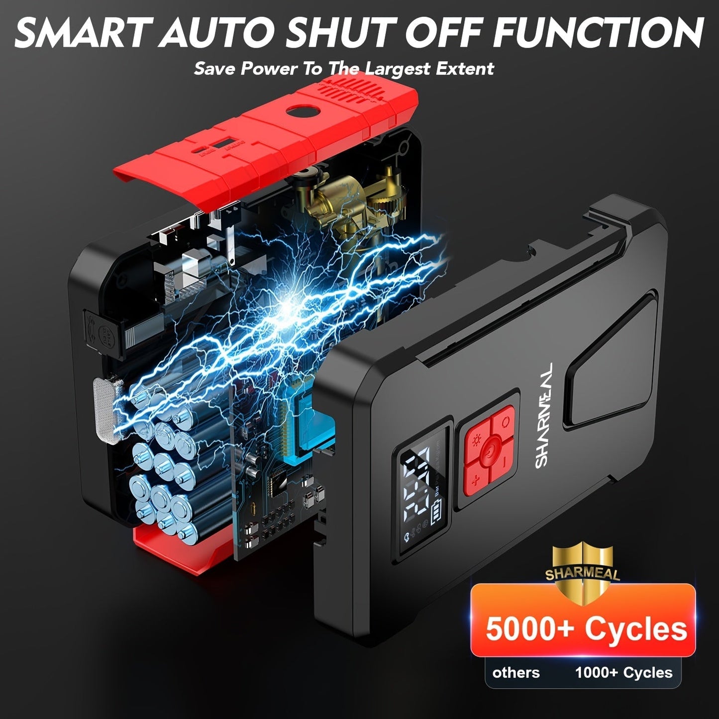 Portable Jump Starter 15000A-19000A Peak | 17-in-1 with 350PSI Air Compressor, 12V Car Battery Charger, LED Light, Digital Display – Emergency Kit for Cars, Trucks & SUVs